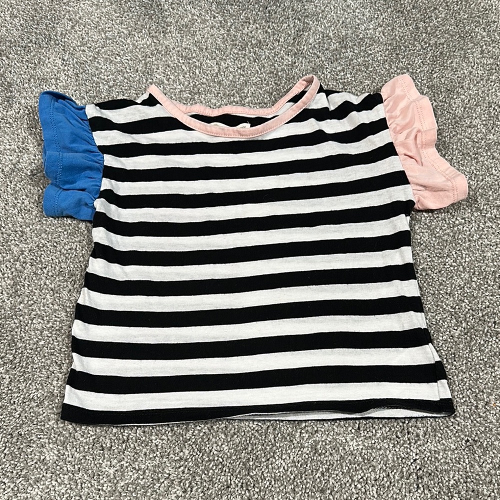 Tucker + Tate spring summer striped ruffle sleeve pink and blue‎ short sleeve 3